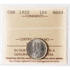 1920 Canada 10-cents ICCS Certified MS-64 (XHT 140)