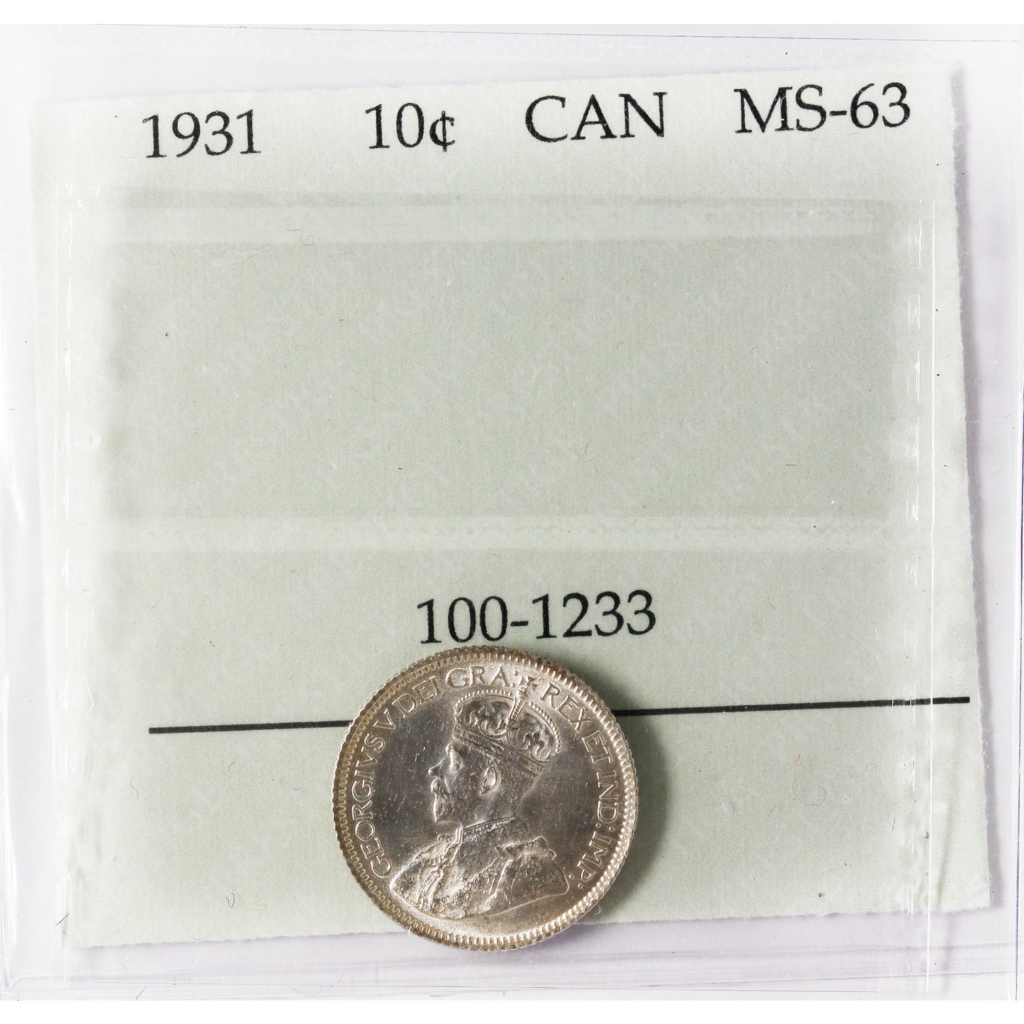 1931 Canada 10-cents Prestige Certified MS-63 (100-1233)