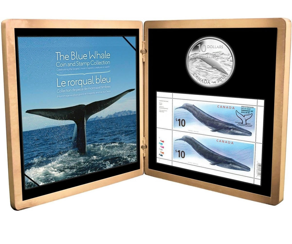 RDC 2010 Canada $10 Blue Whale Sterling Silver Coin and Stamp Set (Scratched Capsule)