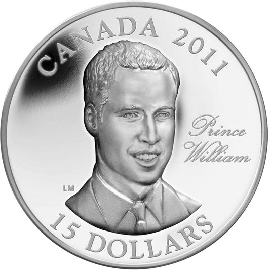 RDC 2011 Canada $15 H.R.H. Prince William of Wales UHR Sterling Silver (Worn Sleeve)