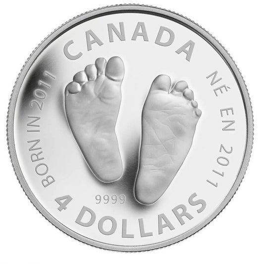 2011 Canada $4 Welcome to the World - Baby Feet Fine Silver (No Tax)