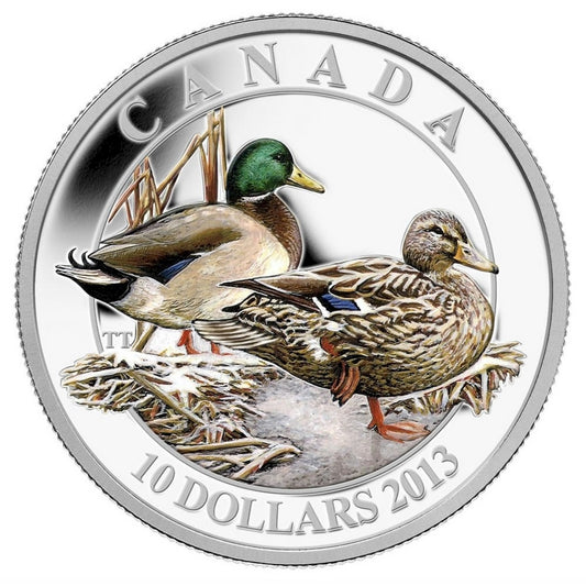 RDC 2013 Canada $10 Ducks of Canada - Mallard Fine Silver (No Tax) Scratched Capsule