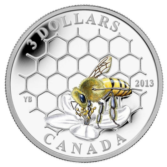 RDC 2013 Canada $3 Animal Architects - Bee & Hive Fine Silver (No Tax) scratched capsule