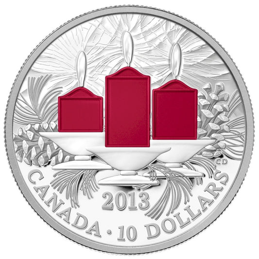 RDC 2013 Canada $10 Holiday Candles Fine Silver (No Tax) impaired