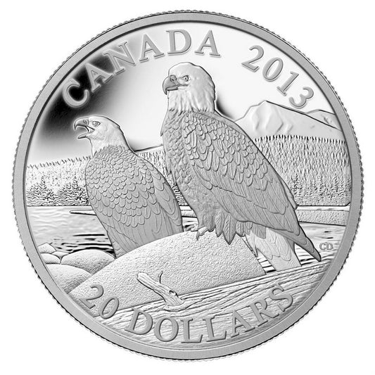 2013 Canada $20 Bald Eagle - Lifelong Mates Fine Silver (No Tax)