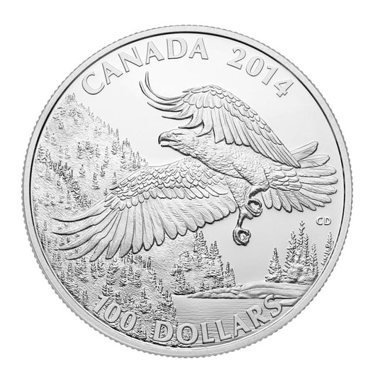 2014 Canada $100 Majestic Bald Eagle ($100 for $100) Fine Silver (No Tax)