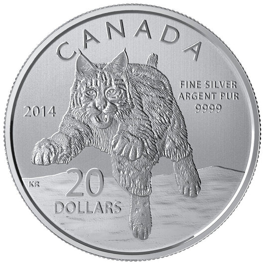 2014 Canada $20 for $20 #12 Bobcat Fine Silver (TAX Exempt)