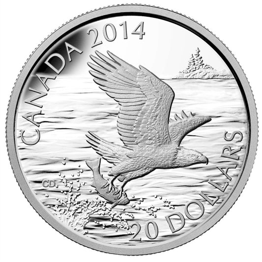 RDC 2014 Canada $20 Bald Eagle Fine Silver (No Tax) Lightly Toned