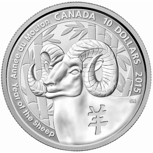 2015 Canada $10 Year of the Sheep Fine Silver Coin (TAX Exempt)