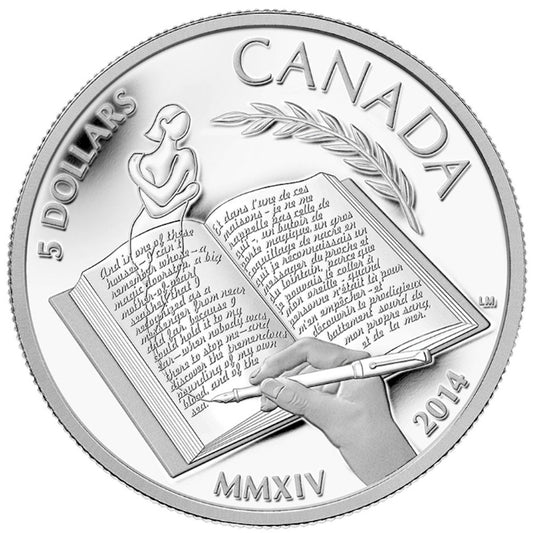 RDC 2014 Canada $5 Alice Munro Fine Silver Coin (No Tax) Worn Sleeve