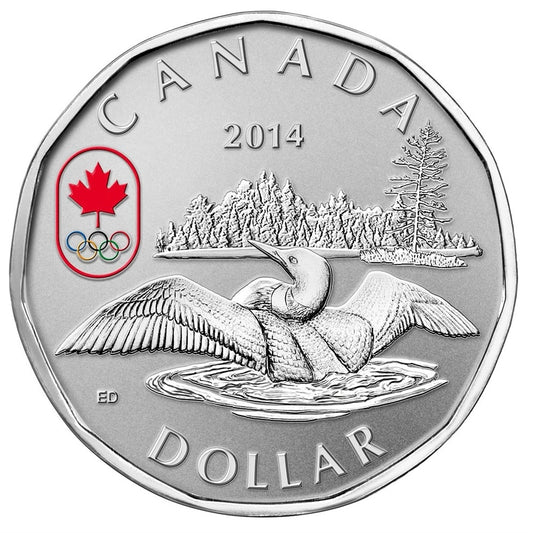 2014 Canada $1 Sochi Olympic Games Lucky Loonie Fine Silver (No Tax)