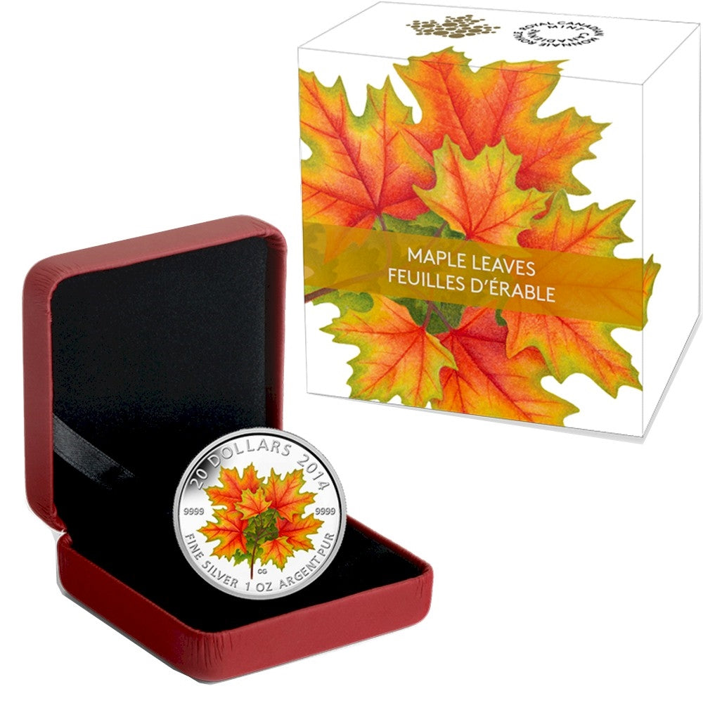 2014 Canada $20 Glow-in-the-Dark Maple Leaves Fine Silver (No Tax)