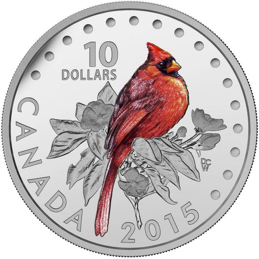 2015 Canada $10 Colourful Songbirds - The Northern Cardinal (No Tax)