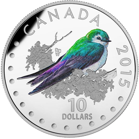 2015 Canada $10 Colourful Songbirds - Violet-Green Swallow (NO Tax)