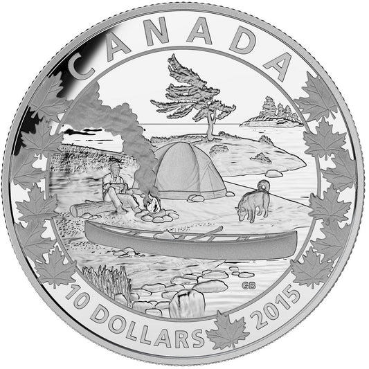 2015 $10 Canoe Across Canada - Serene Scene Fine Silver (No Tax)