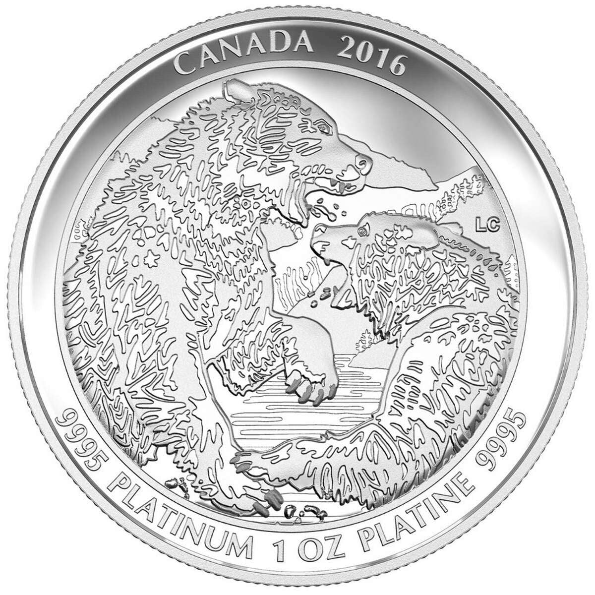 2016 Canada $300 Grizzly Bear - The Struggle Platinum Coin (No Tax)