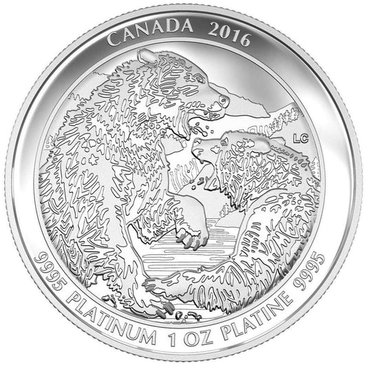 2016 Canada $300 Grizzly Bear - The Struggle Platinum Coin (No Tax)