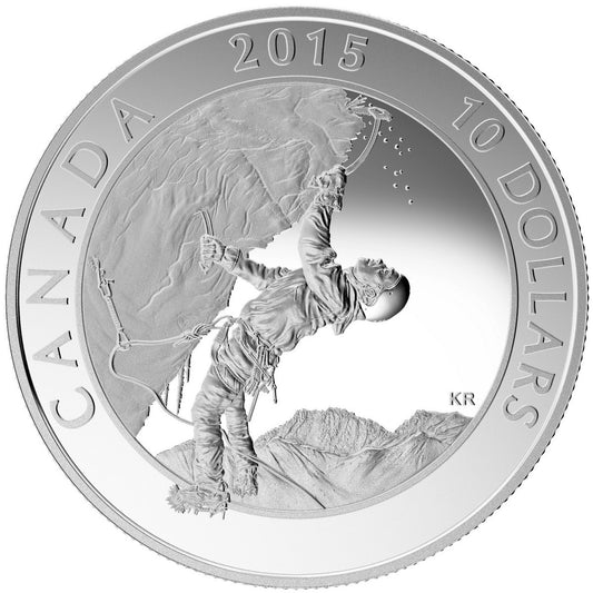 2015 $10 Adventure Canada - Ice Climbing Fine Silver (No Tax)