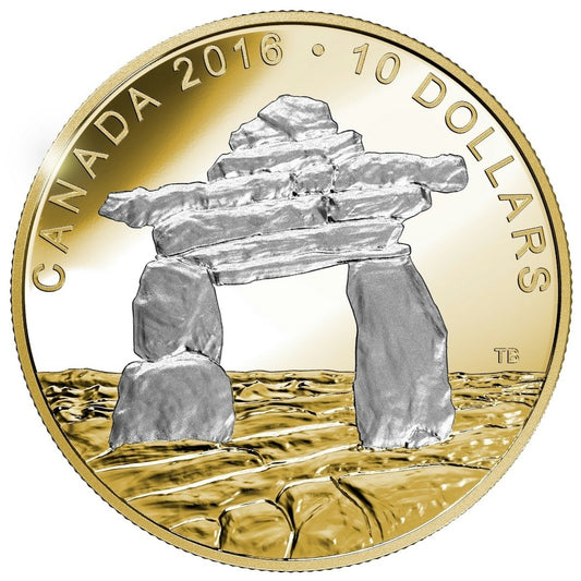 2016 Canada $10 Iconic Canada - Inukshuk Fine Silver (No Tax)