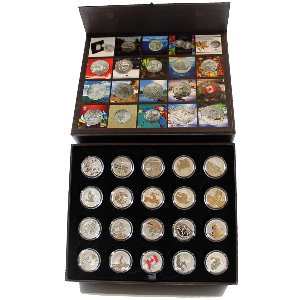 2011-2015 Canada $20 for $20 & $25 for $25 20-coin Set, Deluxe Case & Folders (No Tax)