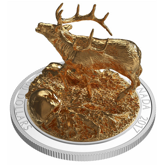 2017 $100 Sculpture of Majestic Canadian Animals - Elk Silver (No Tax)