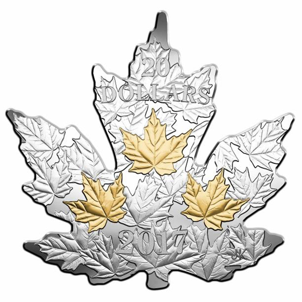 2017 Canada $20 Gilded Silver Maple Leaf Shaped Fine Silver Coin (No Tax)