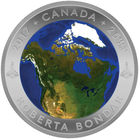 2017 $25 A View of Canada From Space Glow-in-the-Dark Silver (No Tax)