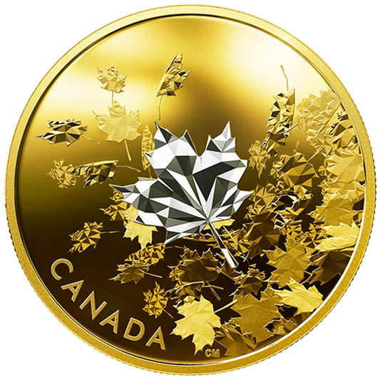 2017 Canada $50 Whispering Maple Leaves Gold Plated 3oz. Silver (No Tax)