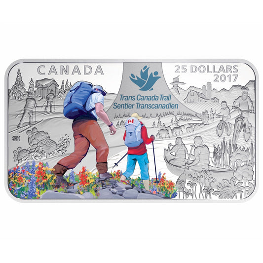 2017 Canada $25 The Great Trail Fine Silver Rectangular Coin (No Tax)