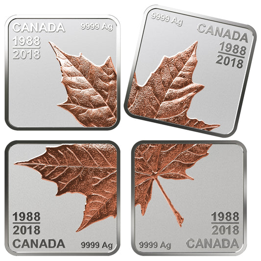 2018 Canada $3 Maple Leaf Quartet 30 Years (1988-2018) Rose-Gold Plated Silver (No Tax)