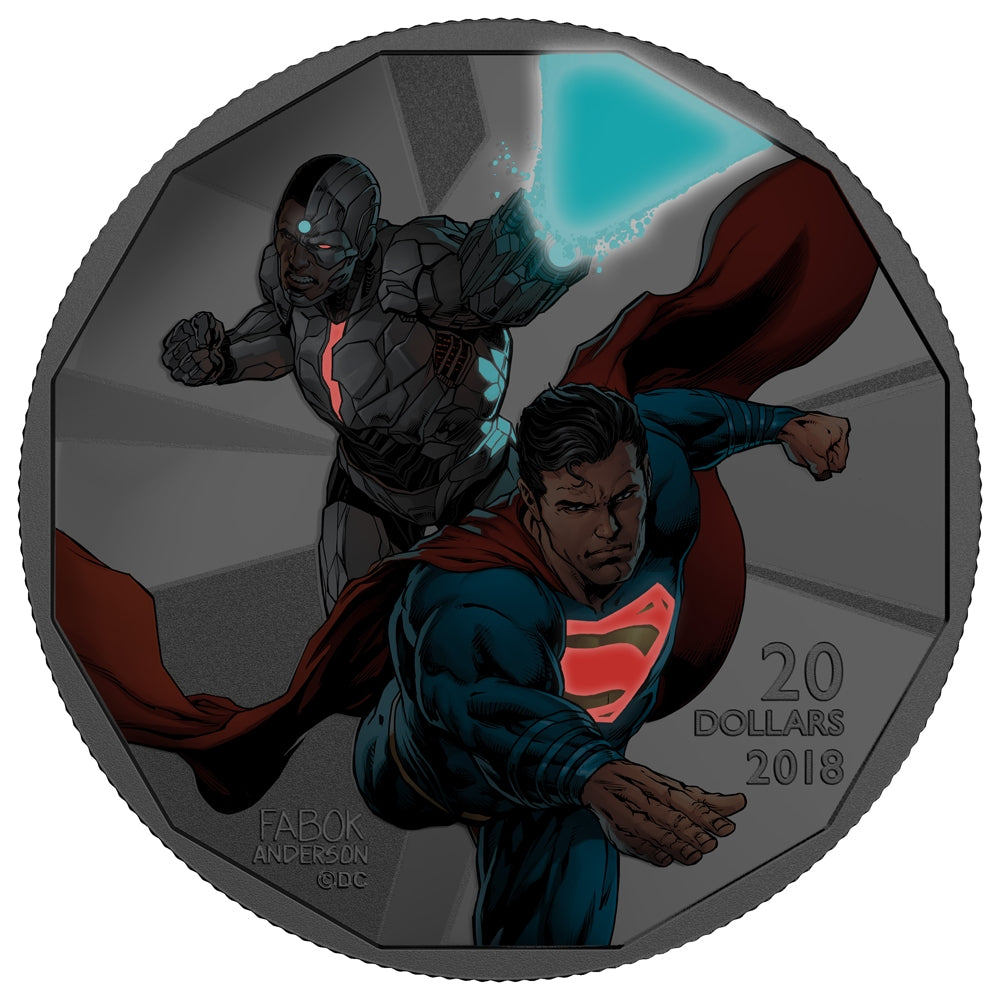 2018 Canada $20 The Justice League - Cyborg and Superman Fine Silver (No Tax)