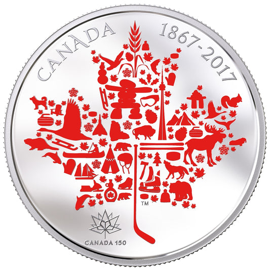 2017 $50 Canadian Icons 5oz. Pure Silver Coloured Coin (No Tax)