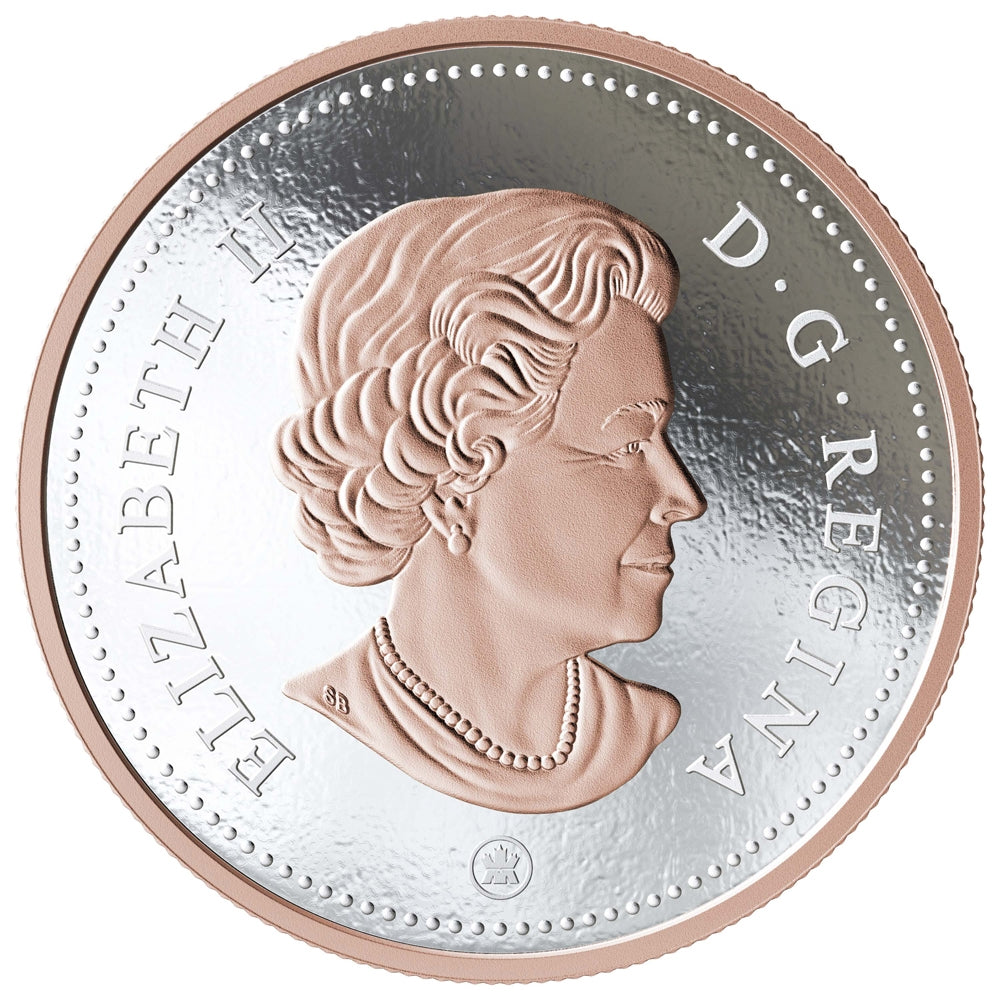 2018 Canada 25-cent Big Coin 5oz Rose-Gold Plated Fine Silver (No Tax)