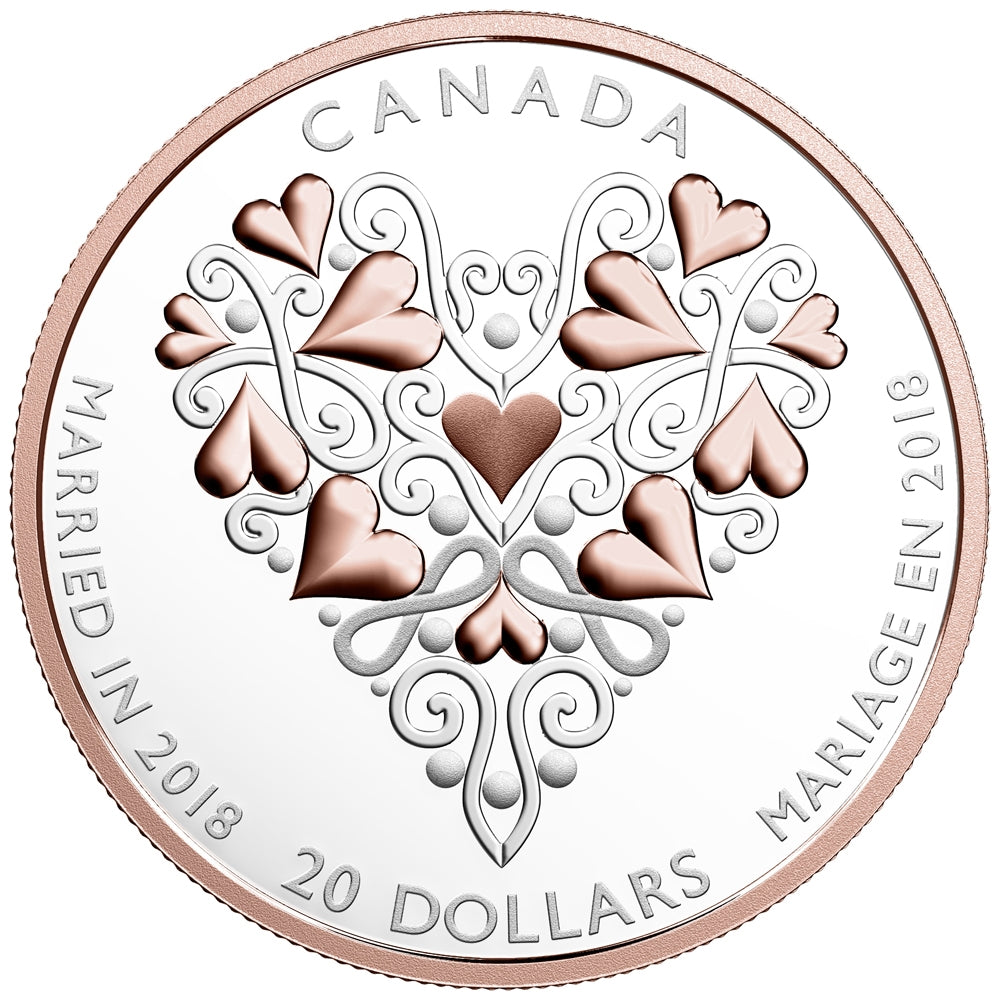 2018 Canada $20 Best Wishes on Your Wedding Day Silver Coin (TAX Exempt)