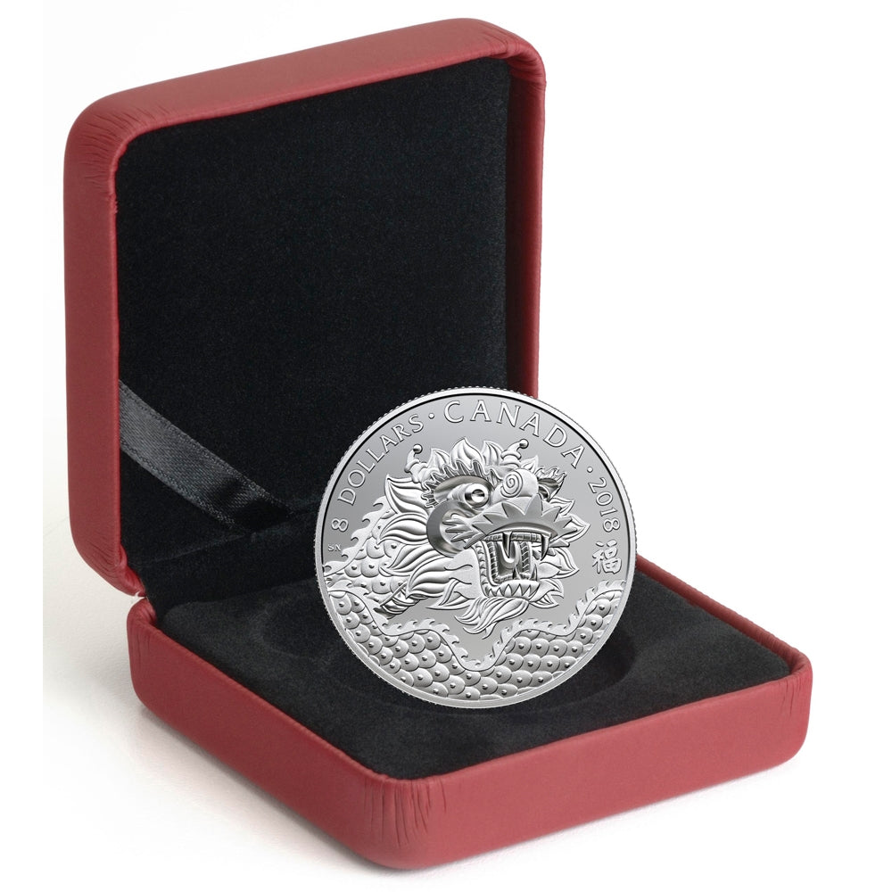 2018 Canada $8 Dragon Luck Silver Coin (TAX Exempt)