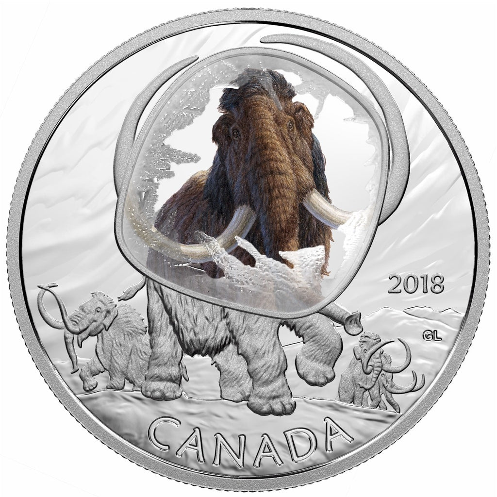 2018 Canada $20 Frozen in Ice - Woolly Mammoth Fine Silver Coin