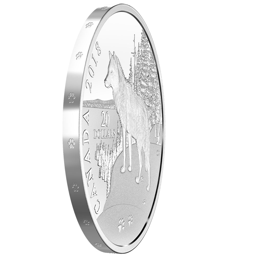 RDC 2018 Canada $20 Nature's Impression - Wolf Fine Silver (No Tax) Impaired