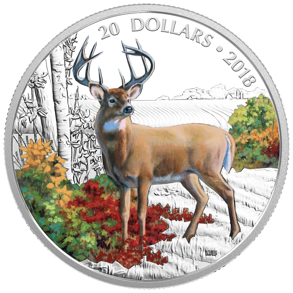 2018 Canada $20 Majestic Wildlife - Wandering White-Tailed Deer Fine Silver (No Tax)