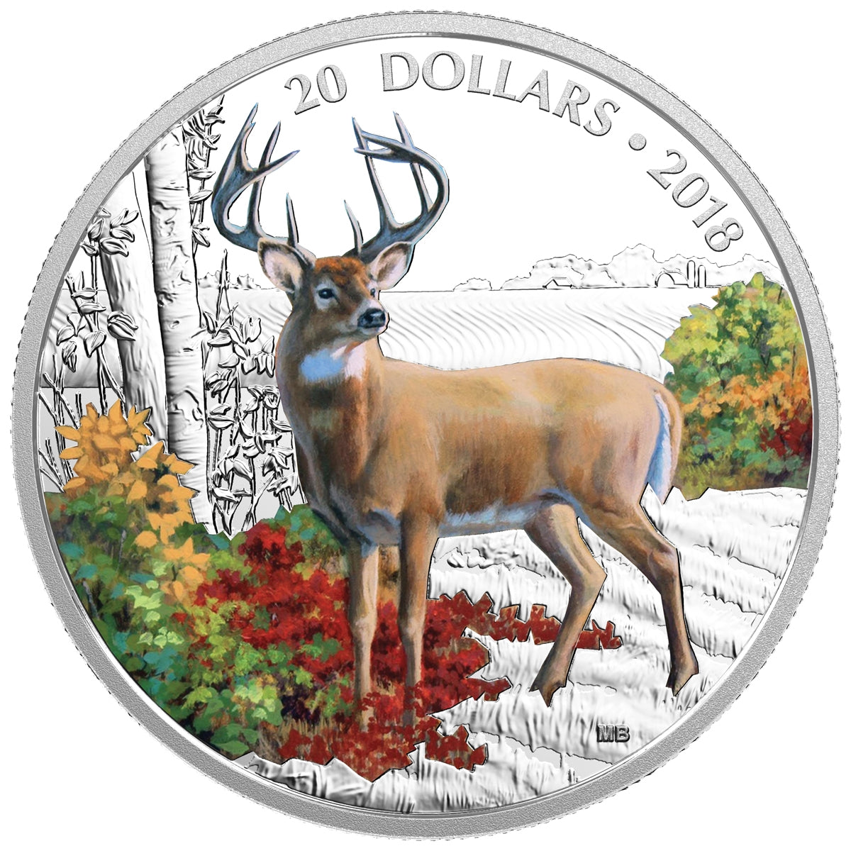 2018 Canada $20 Majestic Wildlife - Wandering White-Tailed Deer Fine Silver (No Tax)