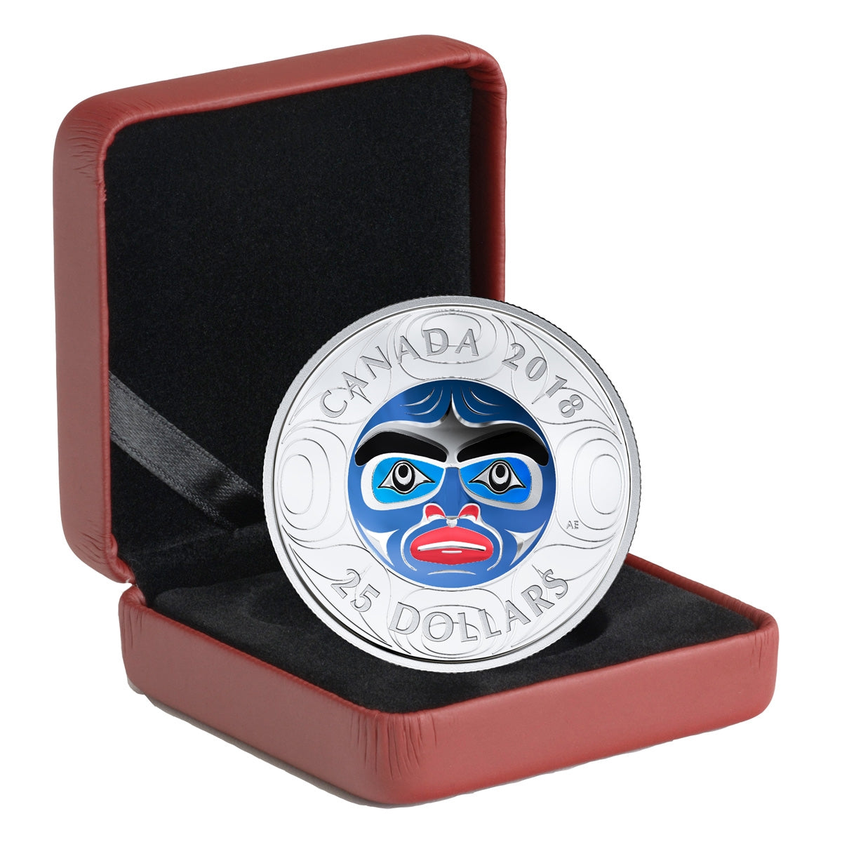 2018 Canada $25 Ancestor Moon Mask Ultra-High Relief Coloured Fine Silver (No Tax)