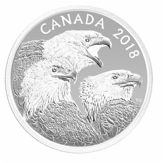 2018 Canada $15 Magnificent Bald Eagles Fine Silver Coin (TAX Exempt)