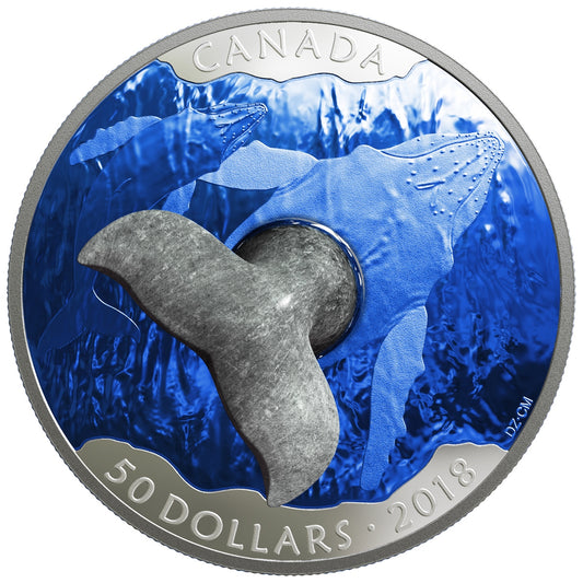 2018 Canada $50 Whale's Tail Soapstone Sculpture Fine Silver Coin