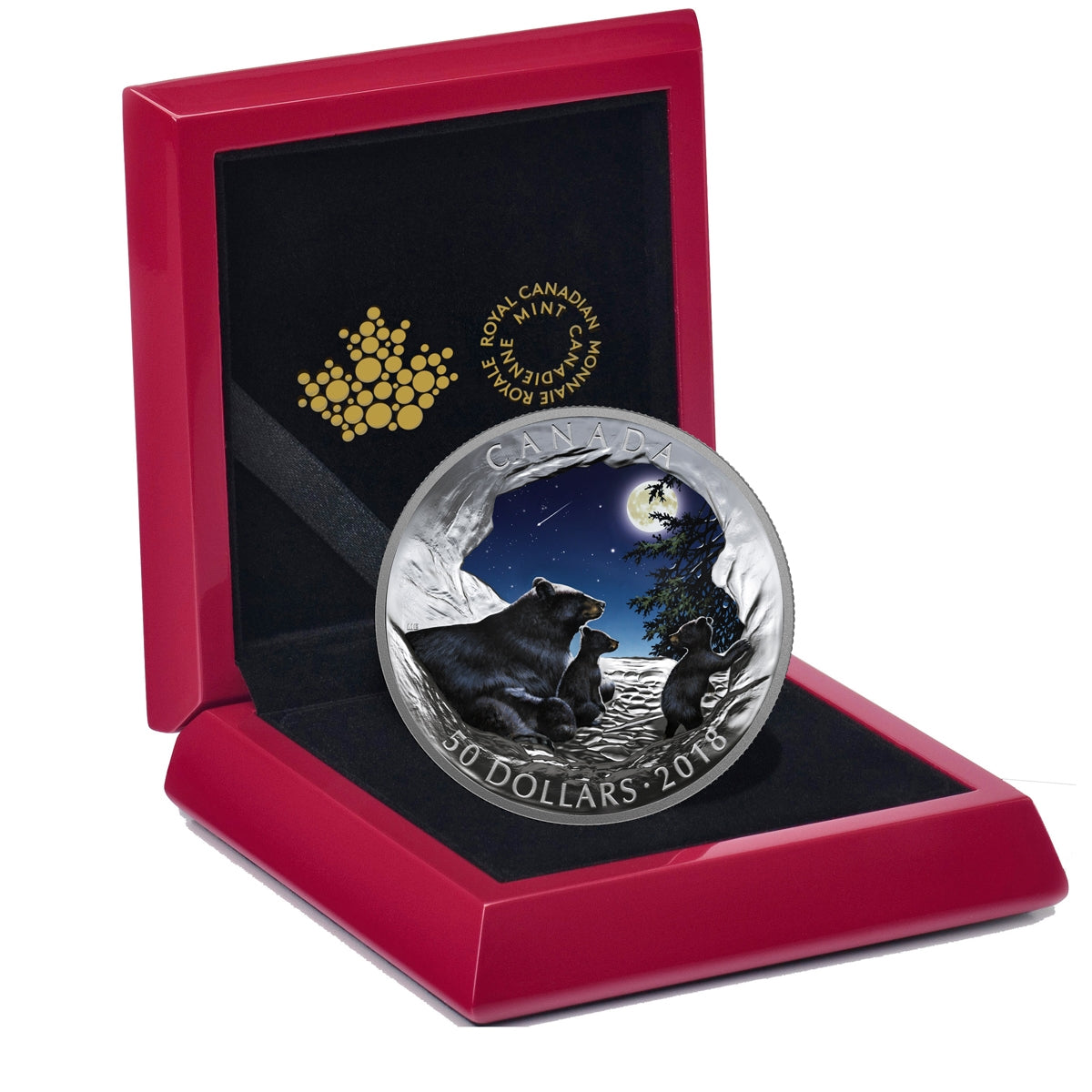 2018 Canada $50 Nature's Light Show: Moonlit Tranquility Fine Silver (No Tax)