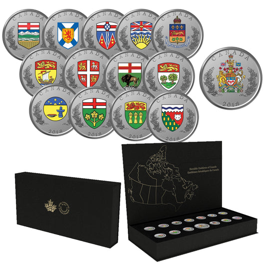 2018 Heraldic Emblems of Canada Fine Silver 14-coin Set (No Tax)