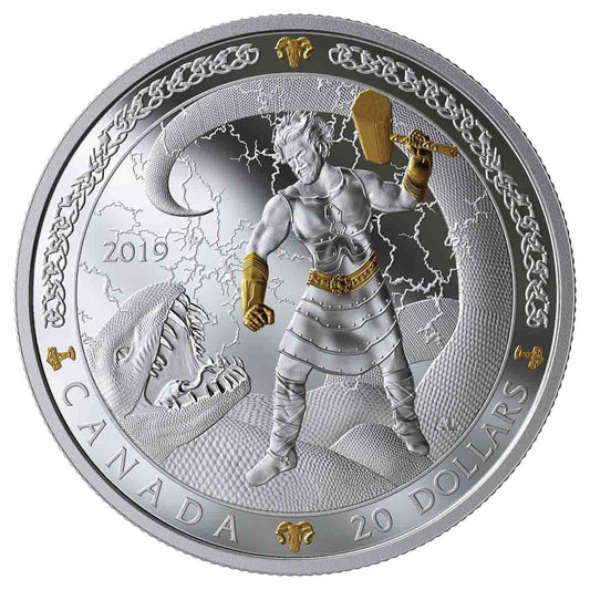 RDC 2019 Canada $20 Norse Gods - Thor Fine Silver Coin (No Tax) impaired