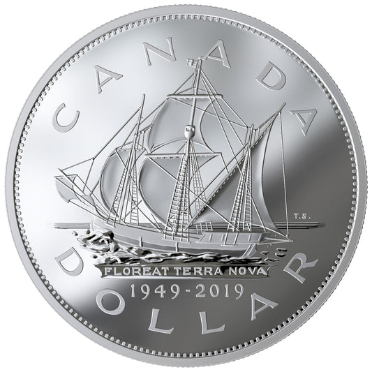 2019 Canada $1 70th Anniversary of Newfoundland Joining Canada 5oz. Fine Silver (No Tax)