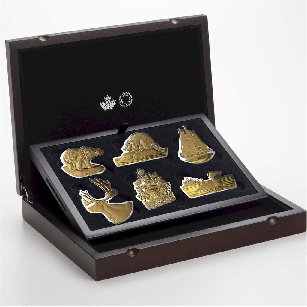 2020 Canada $50 Real Shapes Gold Plated Fine Silver 6-coin Set (No Tax) Scuffed Cardboard Sleeve