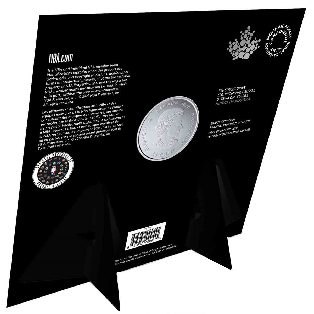 2020 Canada 25-cent Toronto Raptors 25th Season Coin