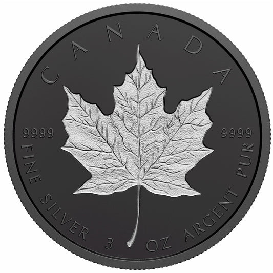 2020 Canada $50 Rhodium-Plated Incuse 3oz. Fine Silver Maple Leaf (NO Tax)