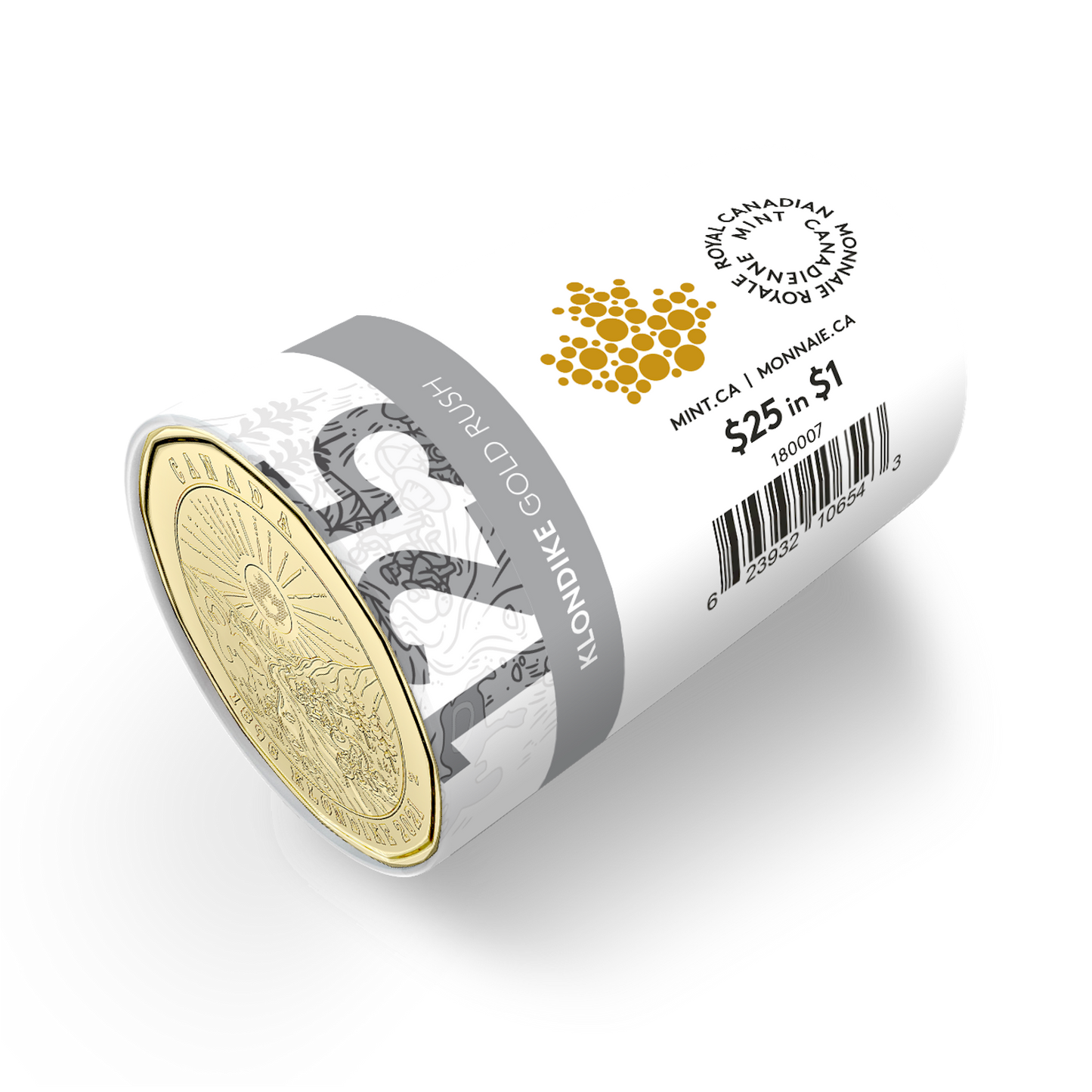 2021 Canada $1 Non-Coloured 125th Ann. Klondike Gold Rush Special Wrap Roll of 25pcs